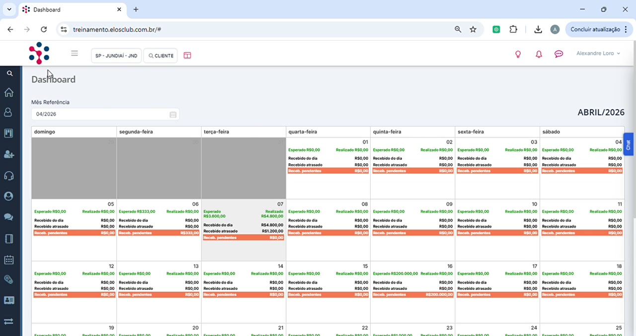 Dashboard Financeiro — Calendário Mensal